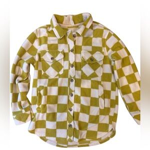 Young Hearts Run Free Checkered Green/white Jacket/Shacket~small
